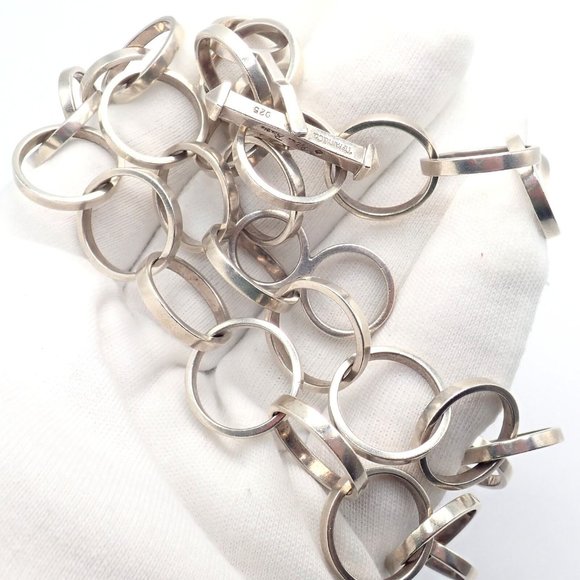 Rare! Tiffany & Co Picasso Sterling Silver Circle Link Long 34" Circle Necklace - Picture 10 of 11